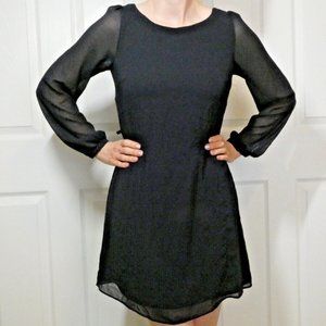 Atmosphere Prom Size 4 Black Chiffon Dress Long Puffy Sleeves Modest British